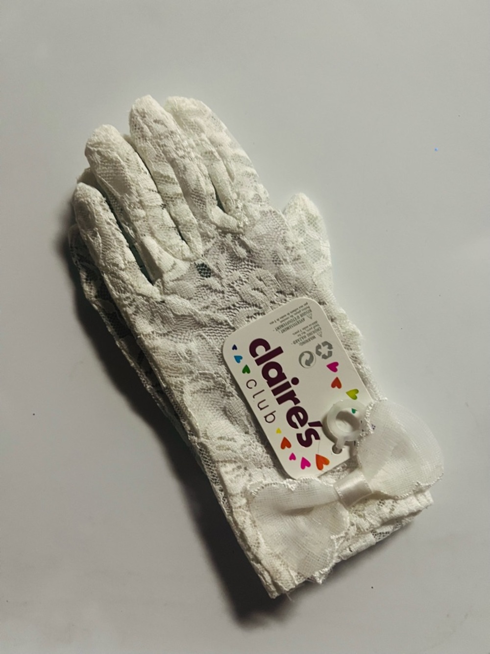 Claire's White Lace Wrist Gloves with Bow Accent